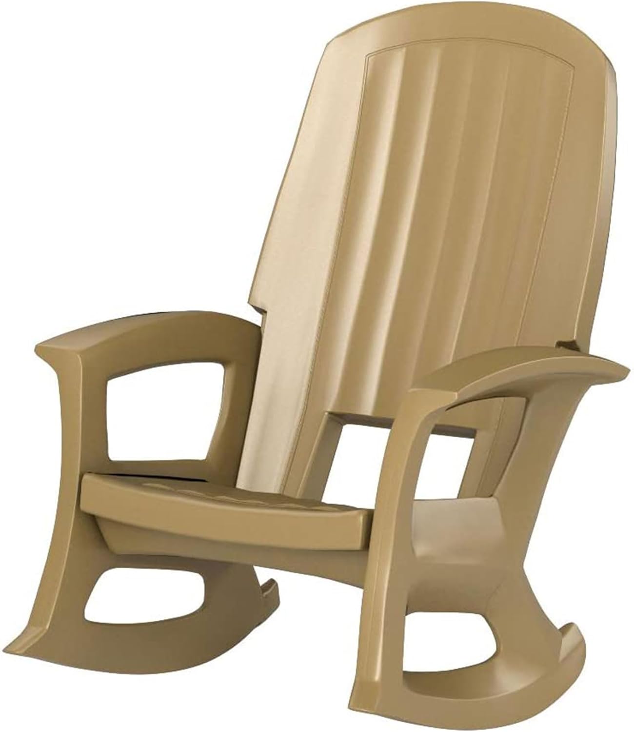 Semco Rockaway Heavy-Duty Outdoor Rocking Chair w/Low Maintenance All-Weather Porch Rocker & Easy Assembly for Deck and Patio, Taupe (4 Pack)
