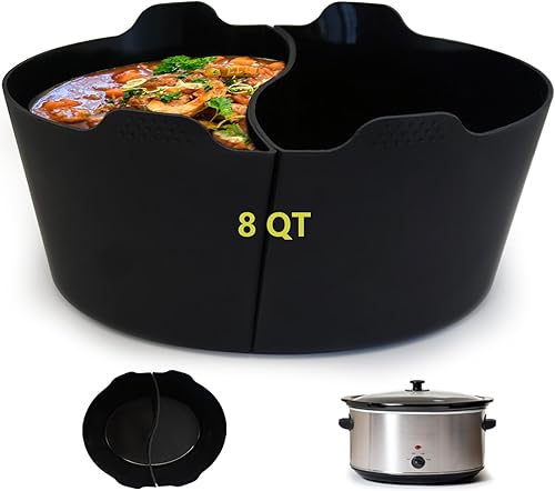 Magikichen Revestimientos ovalados de silicona de 8 cuartos de galón, para revestimientos de ollas de barro, inserto divisor de olla de barro