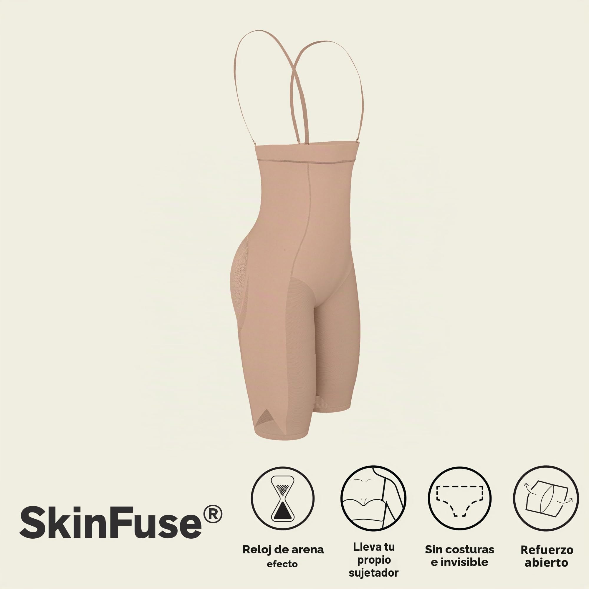Leonisa Body Reductor Invisible de Control Suave Pecho Libre - Faja Enteriza Colombiana Reductora Mujer
