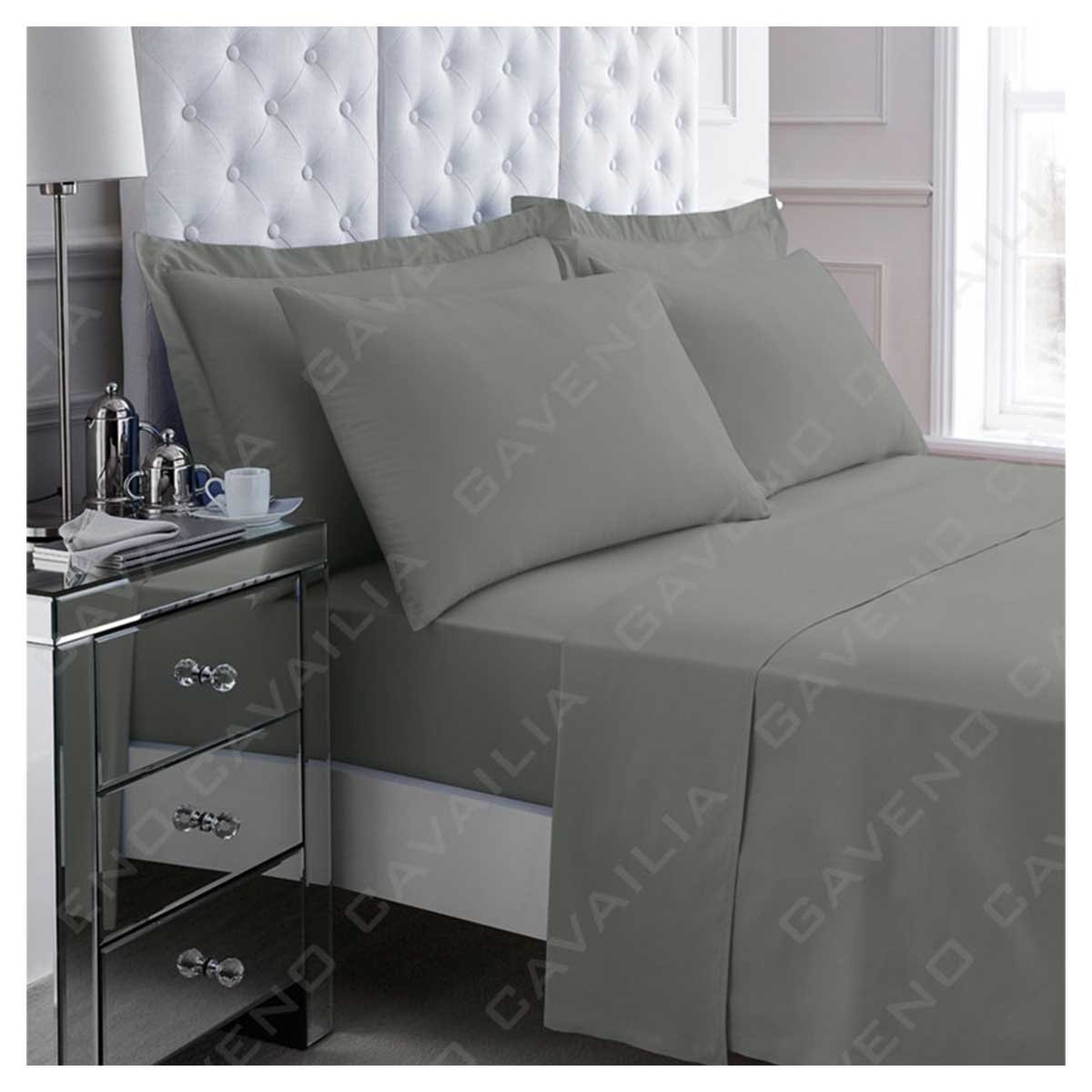 Gc Gaveno Cavailia Charcoa Gaveno Cavalia Luxury Non-Iron Poly Cotton Percale Flat Sheet L King