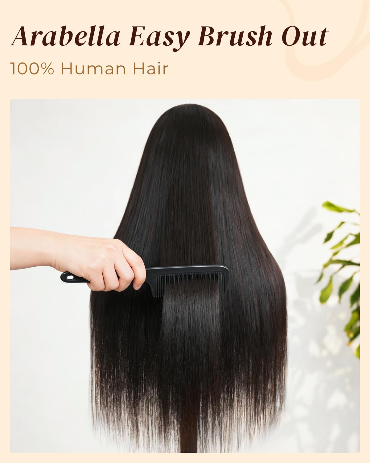 Arabella Glueless 13x6 Lace Front Wigs Human Hair 230% Density Pre Plucked Pre Cut Ear-to-Ear Human Hair Wigs Straight Wigs Human Hair with Adjustable Drawstring Natural Black 24 Inch