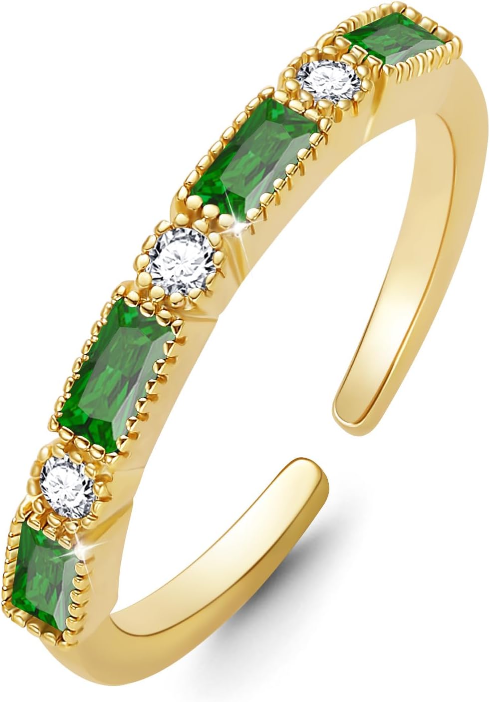 Gold Birthstone Rings for Women Non Tarnish, 14K Gold Plated Eternity Ring Cubic Zirconia Promise Ring Anniversary Birthday Gifts for Women Her Engagement Gifts Waterproof Jewelry