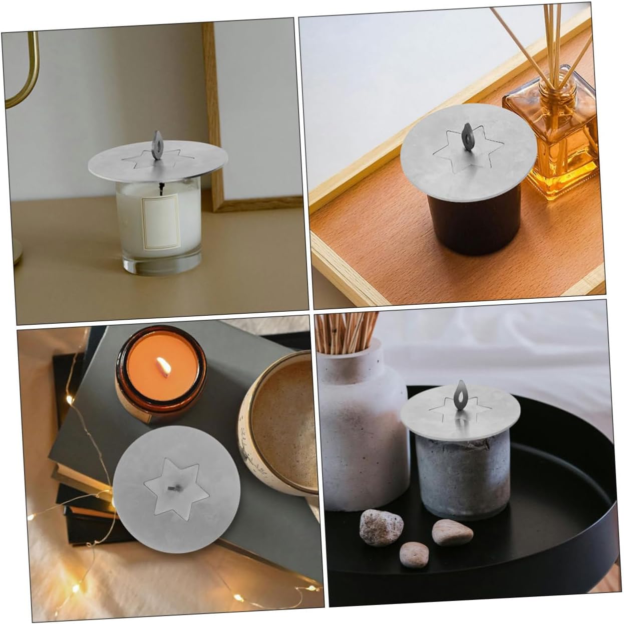 OUNONA Stainless Steel Candle Jar Lid Shade Fit Candle Snuffer Accessory for Elegant Decoration and Functional Sealing Cover