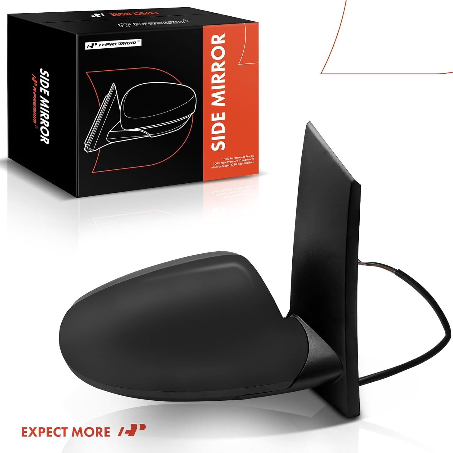 A-Premium Passenger Side Power Door Mirror - Compatible with Buick Verano 2012-2017 - Heated Manual Folding Black Outside Rear View Mirror - Replace# 22762392, 22908064