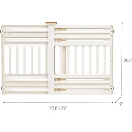 IRIS USA 24-39 Dog Gate, Adjustable Indoor Pet Barrier, Pet Gate for Puppy, Small Dog, Cat, Easy Twist-to-Lock for Doorways & Stairs, Portable, Expandable, 25 Tall, 2-Pack, White