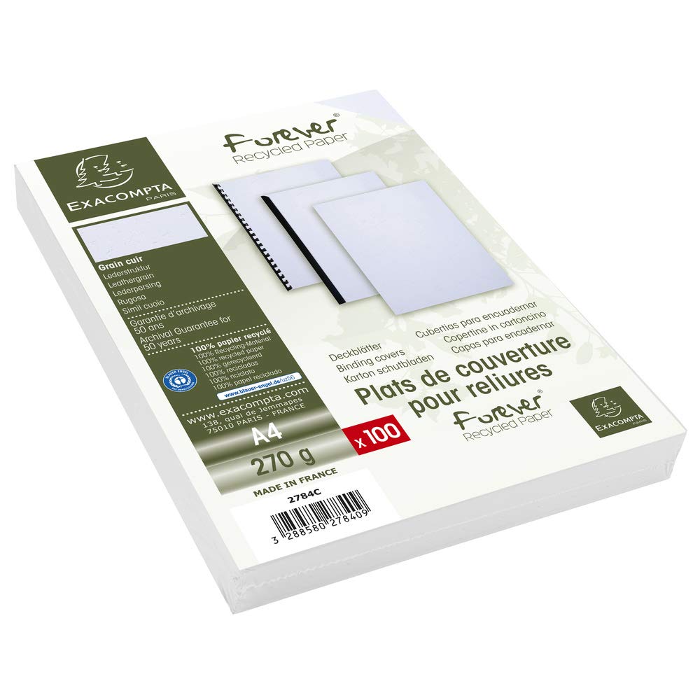Image secondaire de Exacompta - Réf. 2784C - Paquet de 100 plats en carte rigide recyclée grain cuir 270g/m2 pour couvertures Forever - format à cla