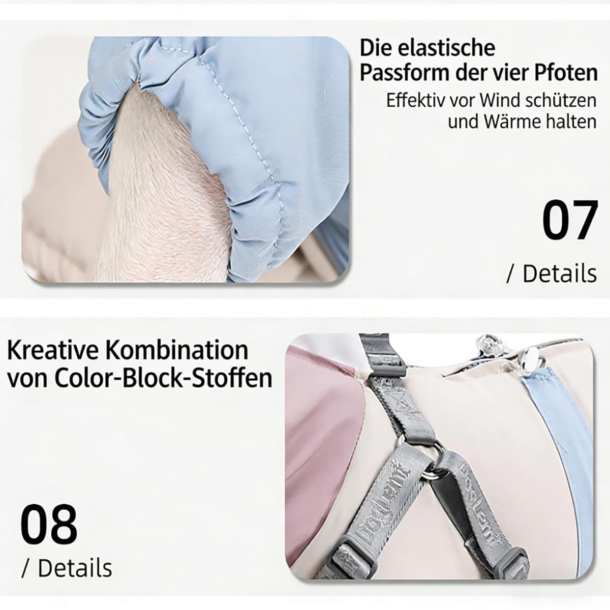 Schneeanzug Hund, Hundemantel Winter mit Beinen & integriertem Geschirr – Wasserdichter Schneeanzug/Overall für Hunde, wärmender Wintermantel mit Beinschlaufen für kleine bis große Hunde (B, 3XL)