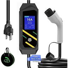 GB/T Portable EV Charger, NEMA 5-15 Plug, Adjustable 8-16A, 110V, LCD Display, 16.4ft Cable, Delayed Charging