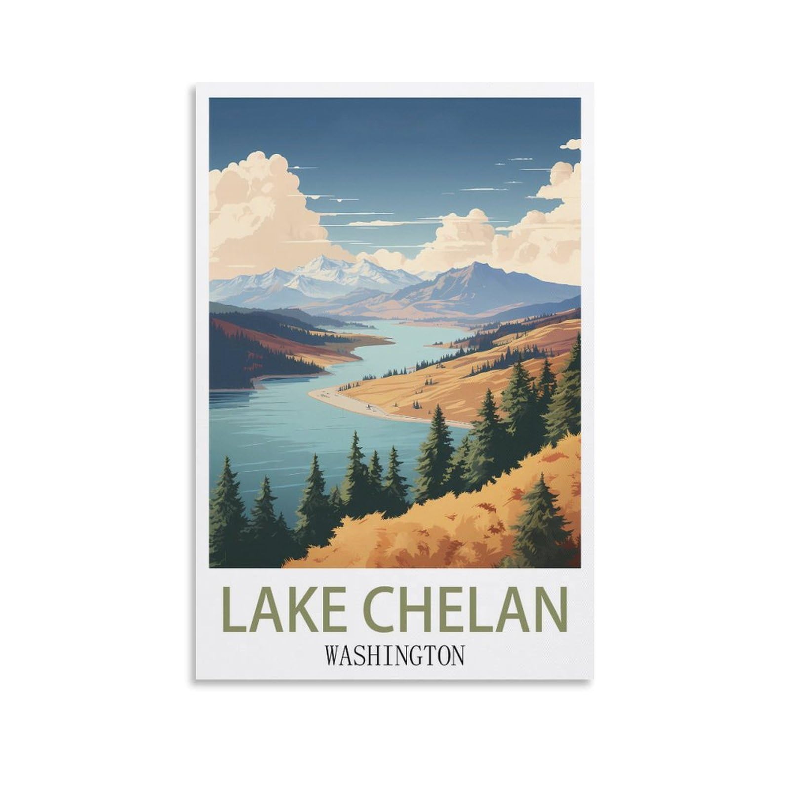 EZMLFA 5D Diamond Art Kits for Beginner,Lake Chelan Washington,DIY Round Full Drill Crystal Art Craft Painting for Home Wall Decor 50x60cm