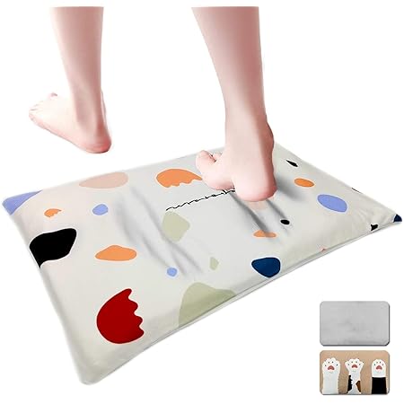 Amazon Zezsart 珪藻土 バスマット ふわふわ 速乾 抗菌 浴室マット 滑り止め 足拭き お風呂 マット 防カビ 吸水マット あしふき バスマット 干しボード すのこ マット かわいい けいそうどまっと バス バスマット タオル らぐ 水切りマット 洗える 珪藻土ハンカチ 浴室