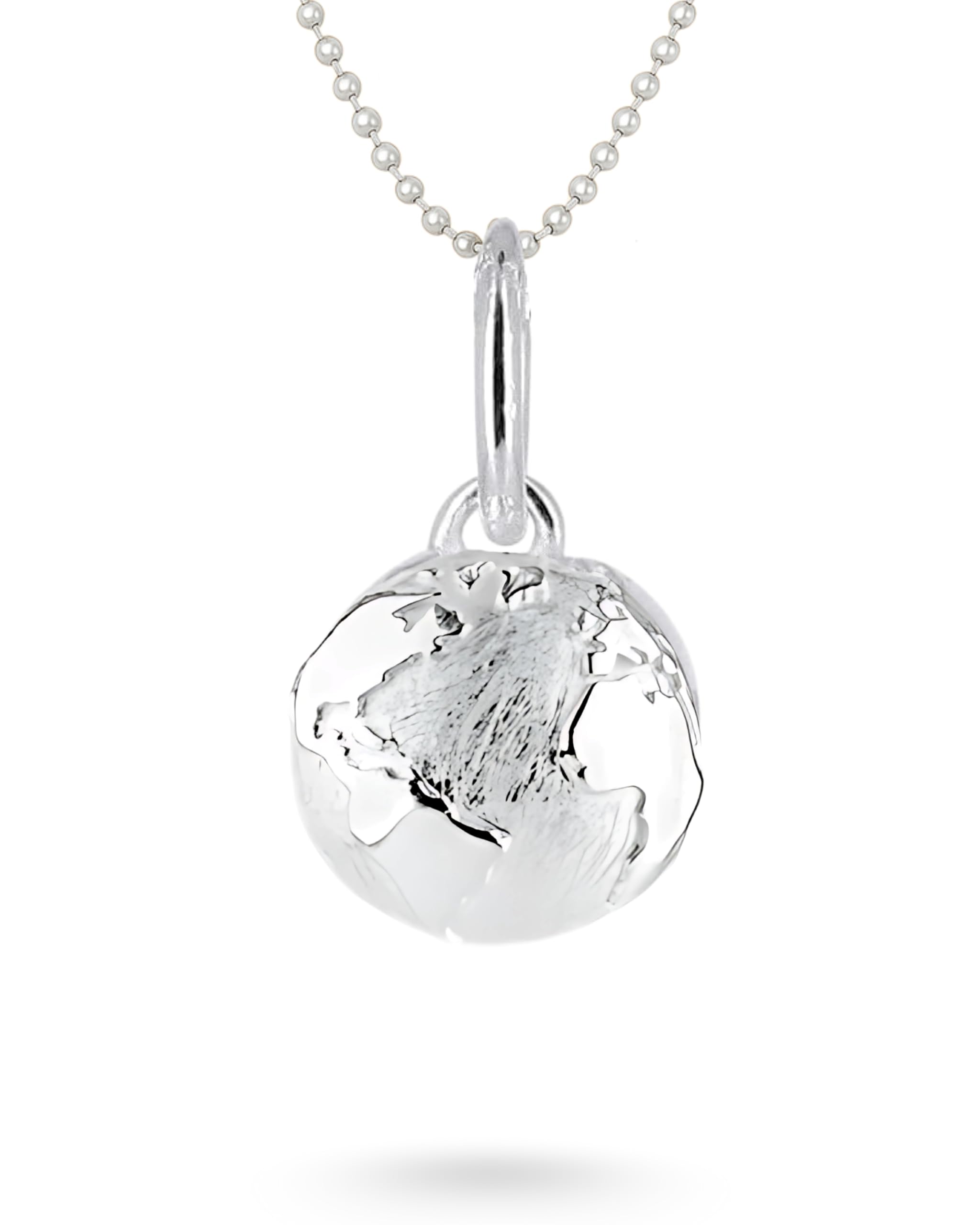 Heartbreaker Weltenbummler Anhänger klein I Edler Weltkugel-Schmuck aus 925 Sterling Silber I Nickelfreier Globus-Charm in Goldschmiedequalität I Welt-Schmuckanhänger inkl. Verpackung I LD WB 32