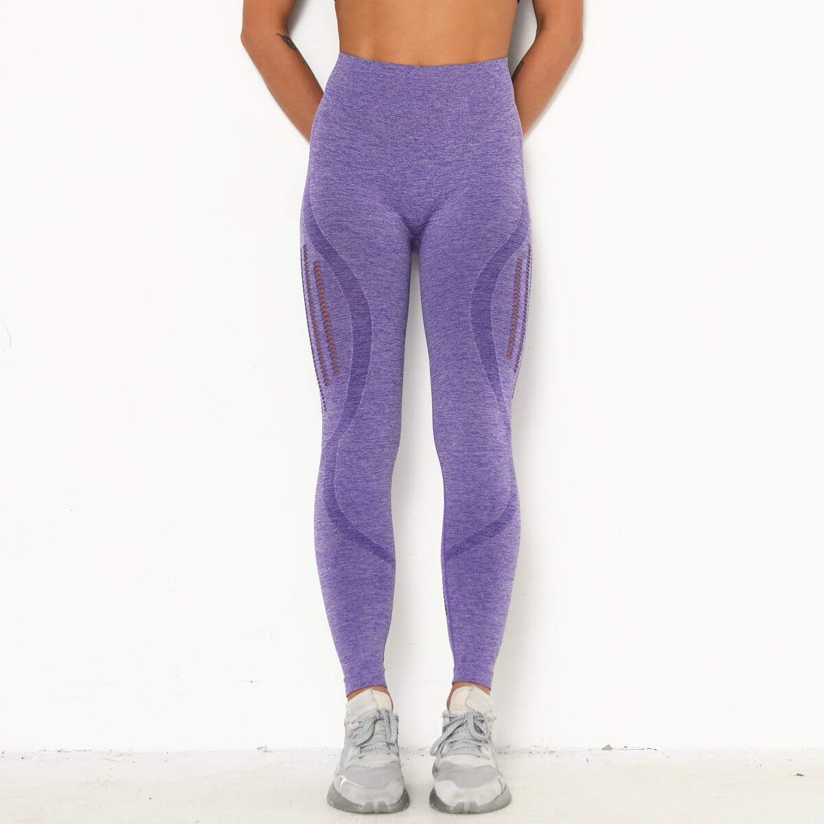 LuisFranklin Legginsy damskie siłownia joga damskie legginsy fitness push up legginsy bezszwowe legginsy treningowe z wysokim stanem siłownia bezszwowe legginsy damskie M fioletowe-1 legginsy