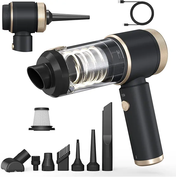 Ytnewin Car Vacuum Portable Cordless, Hand Vacuum with 16000PA High Power, 7 in 1 Mini Car Vacuum Cleaner with One-Click Empty, Dual Hepa Filter, LED Light, Type-C Charging Small Handheld Vac