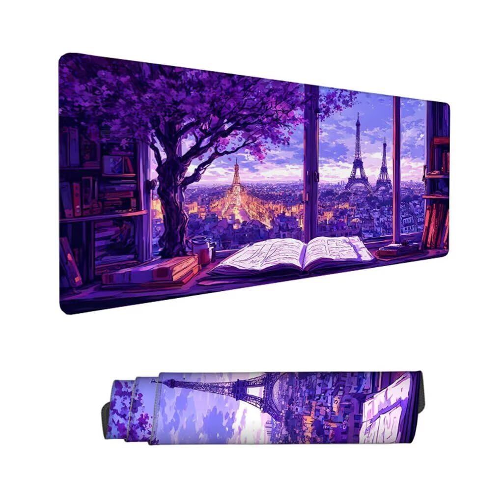 Podkładka pod mysz krajobrazową pod biurko, podkładka pod mysz XXL 1600 x 800 x 3 mm, fioletowa podkładka pod mysz antypoślizgowa wodoodporna podkładka pod mysz dla graczy, podkładka pod mysz z