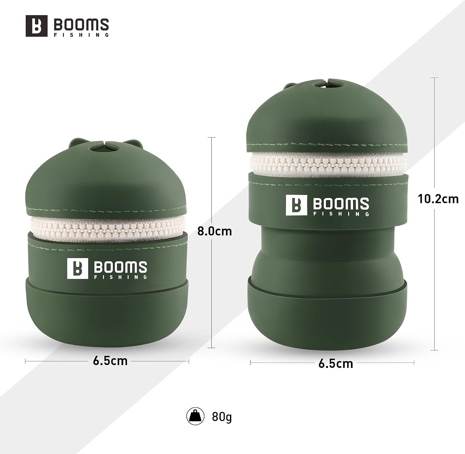 Переносное мусорное ведро Booms Fishing ST2 с силиконовым чехлом и карабином для рыбалки и использования на открытом воздухе зеленого цвета, фото 6