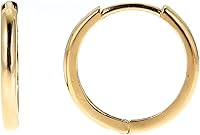 Vista 1 de Ritastephens Pendientes de aro Huggie Hoops de oro amarillo real de 14 quilates (mini o pequeño)