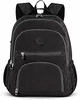 Mochila Grande 30L Nylon Impermeável Feminina Masculina Escolar Juvenil Notebook 15" — Mochila Preta Resistente com Múltiplos Bolsos, Leve, Casual e Reforçada para Escola e Viagens