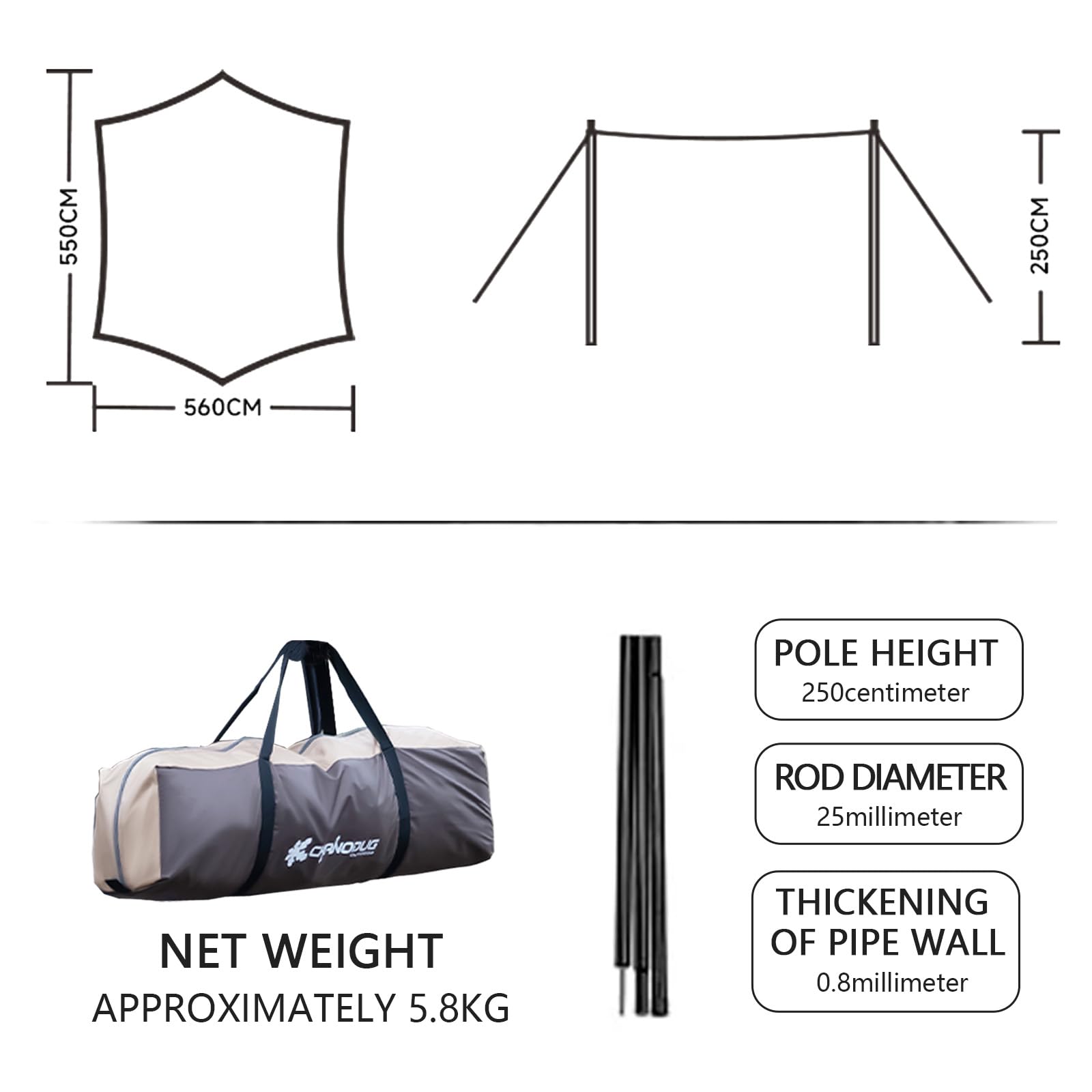 Zeltplanen 5.6x5.6m UV-beständiger Tarp wasserdicht Ultraleicht Camping Picknick