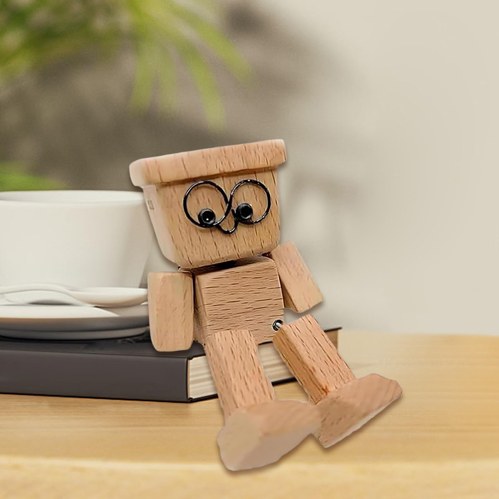 Acheter Figurine D'Homme En Bois Tremblant Fait Main Jambes Tremblantes Poupée En Bois Décoration Ornement Tableau De Bord Voiture Bureau