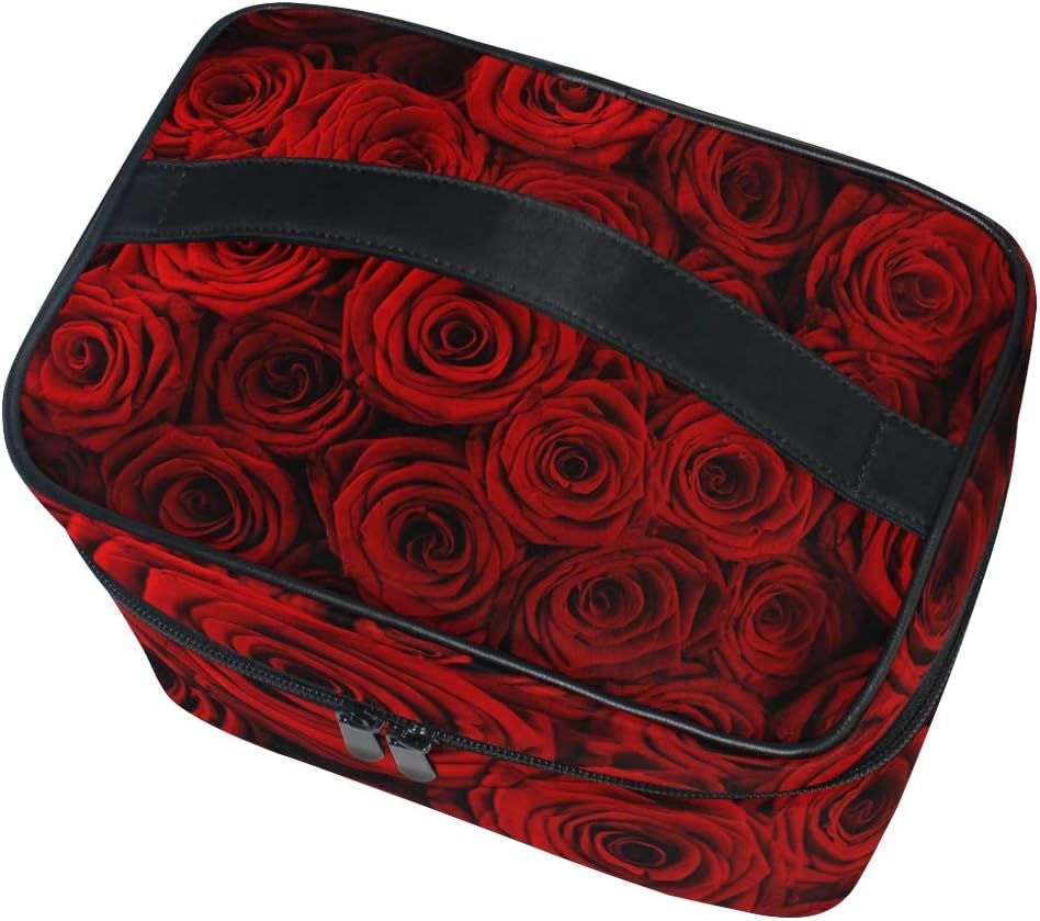 Cosmetic Bag Makeup toiletry Bag Red Rose Travel Case Organizer for Women