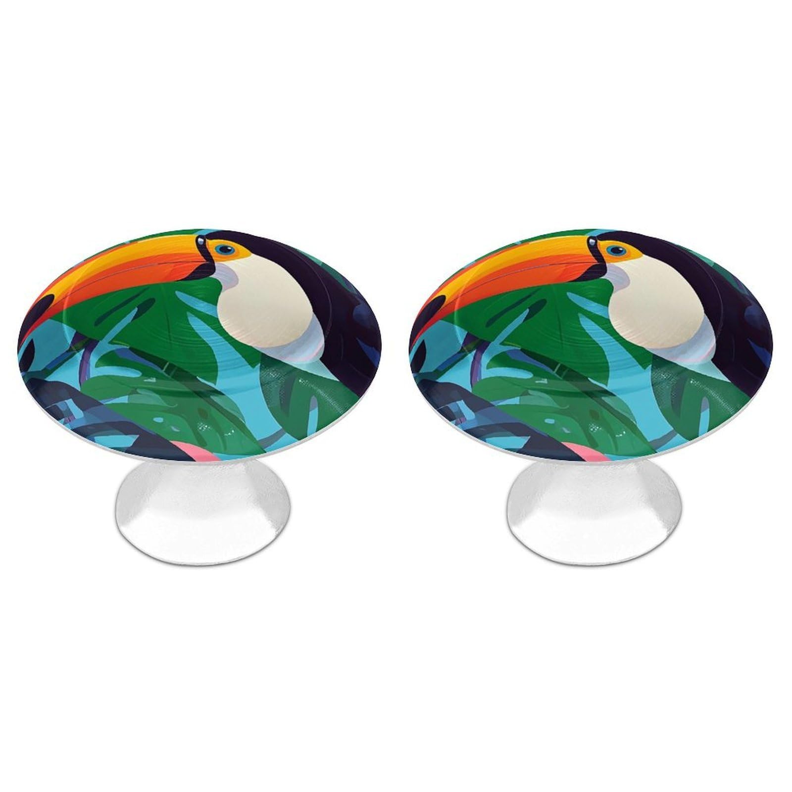 FekiLoot Toucan Cabinet Knobs for Kitchen Ornament, Round Zinc Decorative Drawer Pulls for Cabinets Trendy, Dresser Drawers Pulls Bathroom Dresser Knob with Screw