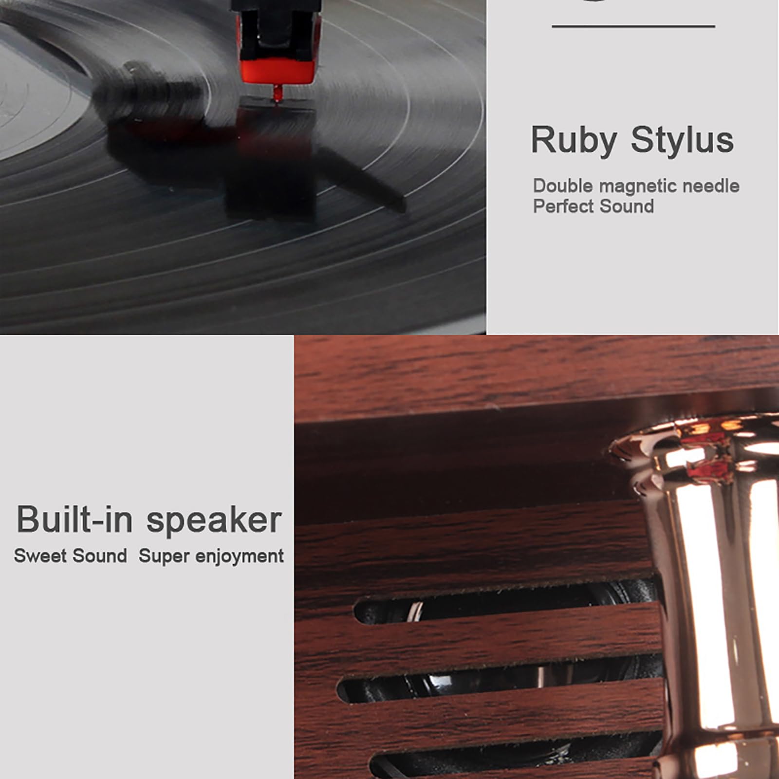 Giradischi retrò in Vinile, Giradischi Vintage a 3 velocità con Altoparlanti Stereo, Adatto a Dischi da 7''/10''/12'' E Supporta La Riproduzione Bluetooth, qualità Audio Premium, per Regalo