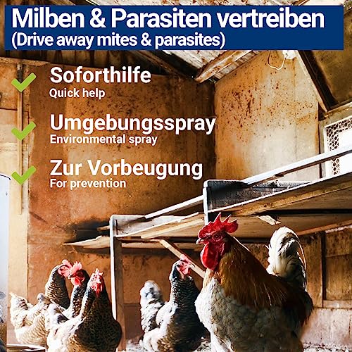 3X 1000ml Milbenspray für Geflügel wie Hühner & Vögel - Sofort & Langfristig gegen Parasiten, bei Akut & Vorbeugung (3X 1000ml)