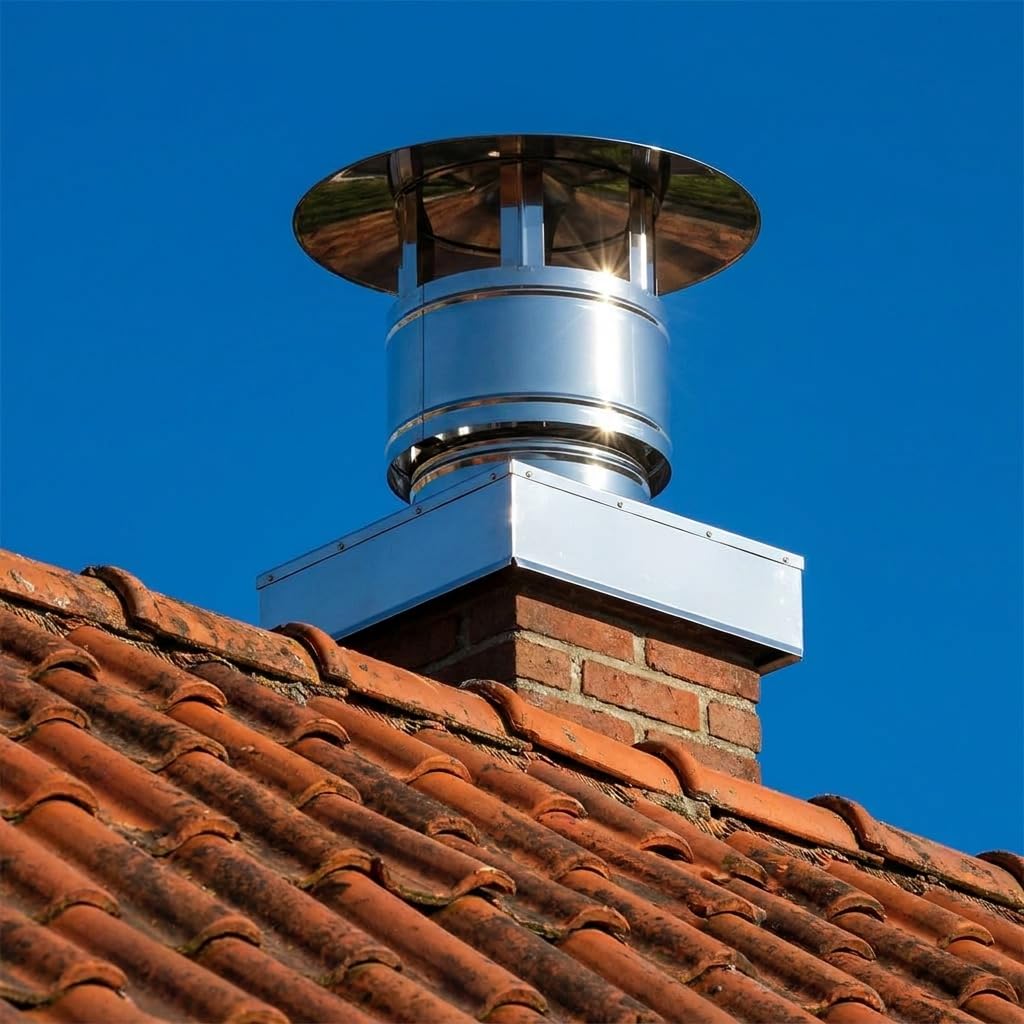 MAKA Comignolo Antivento Base Quadra, Terminale per Canna Fumaria Camino Stufa a Legna Pellet e Gas, Cappello Antipioggia Aspirafumo Base Quadra (300x300 mm - Zincato)