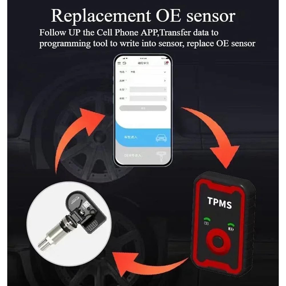 ISTOVO Sensores TPMS Programables 2 en 1 433 MHz + 315 MHz. Admite Programación con Herramienta para TELÉFONO Celular