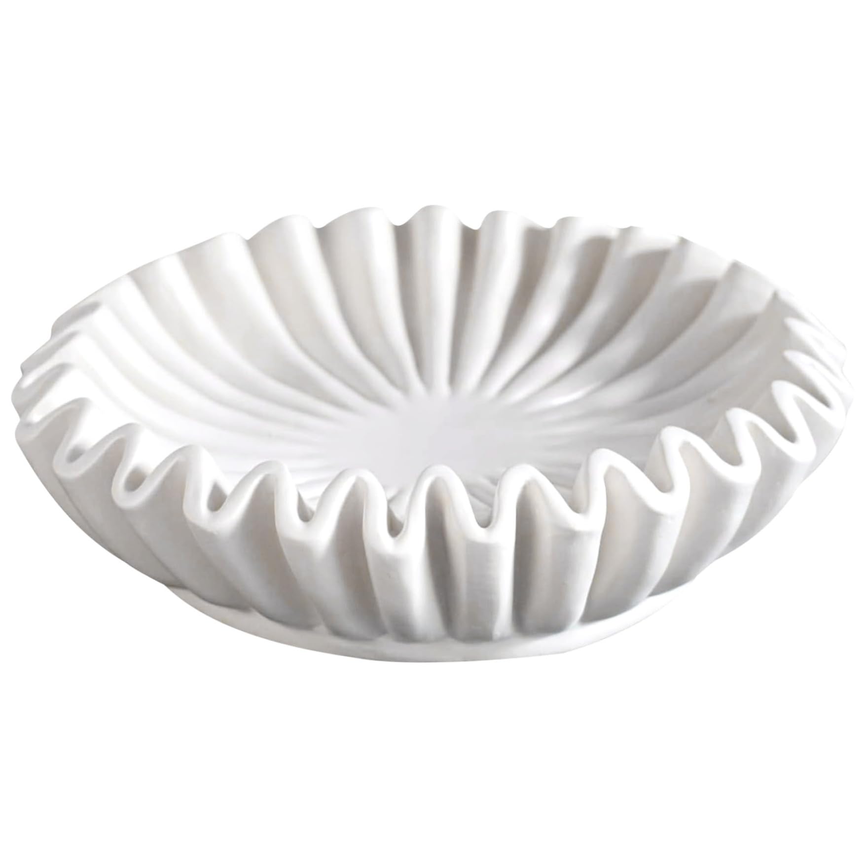 Vistnale S Marble Fruit Bowl, Fluted Bowl, 6 Inch Resin Ruffle, Vintage Antique Calloped, Fruit Decorative Bowl For Home Decor, Housewarming Wedding