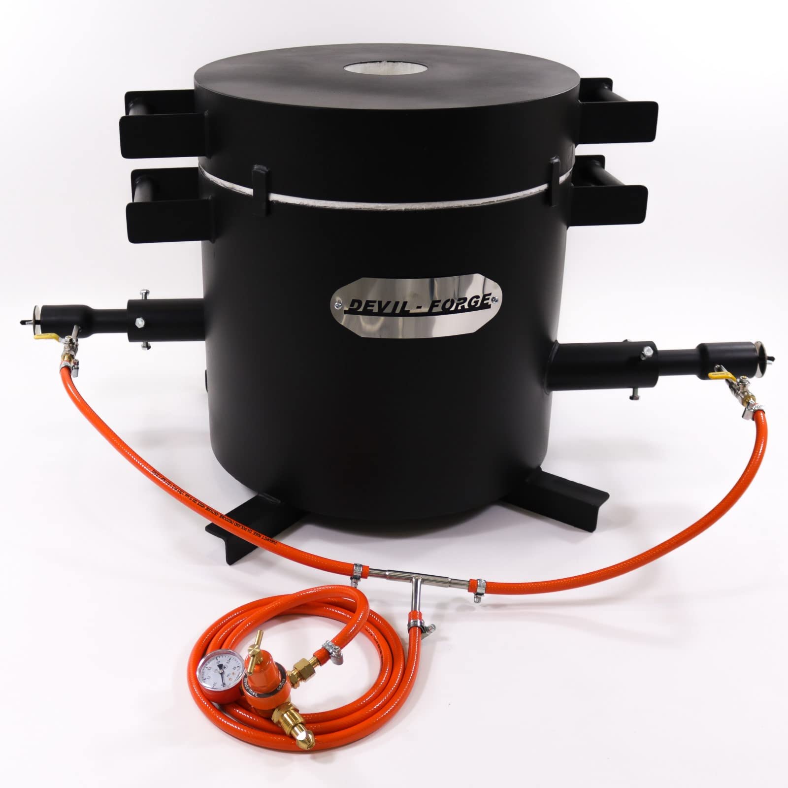 DEVIL-FORGE Gas Metal Melting Furnace FB3Hb Kit - 20Kg, 2 DFC Burners (360.000 BTU), Gloves, Foundry, Jewelers, Metalsmiths, Refiners 2642°F / 1450°C Brass, Copper, Bronze