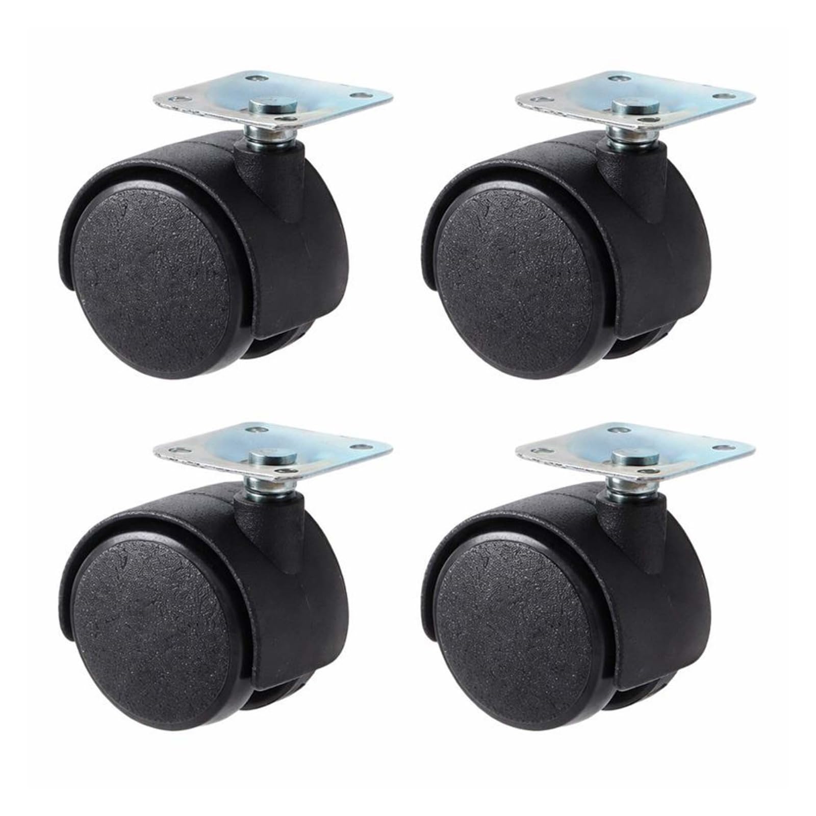 SDMAX Plastic Caster Wheels, with Metal Plate, Swivel Furniture Replacement Wheels for Chairs, Desks, Cabinets, and Carts, Durable Smooth-Rolling Set of 4 (1 Inch)