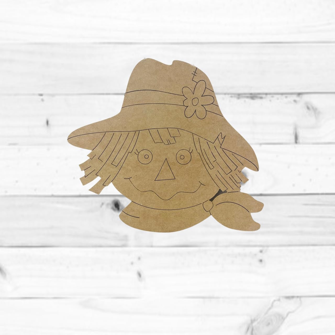 Scarecrow Head, Fall Shape, Kids Fall Craft, Unfinished Wood Cutout, Paint by Line, Build-A-Cross