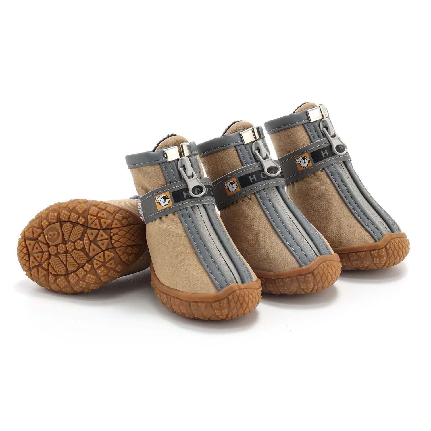 Chaussures de Chien pour Petits Chiens avec Fermetures Éclair Semelle Antidérapante Sangles Réfléchissantes Chaussons de Neige d'hiver pour Chiots pour la Course Randonnée