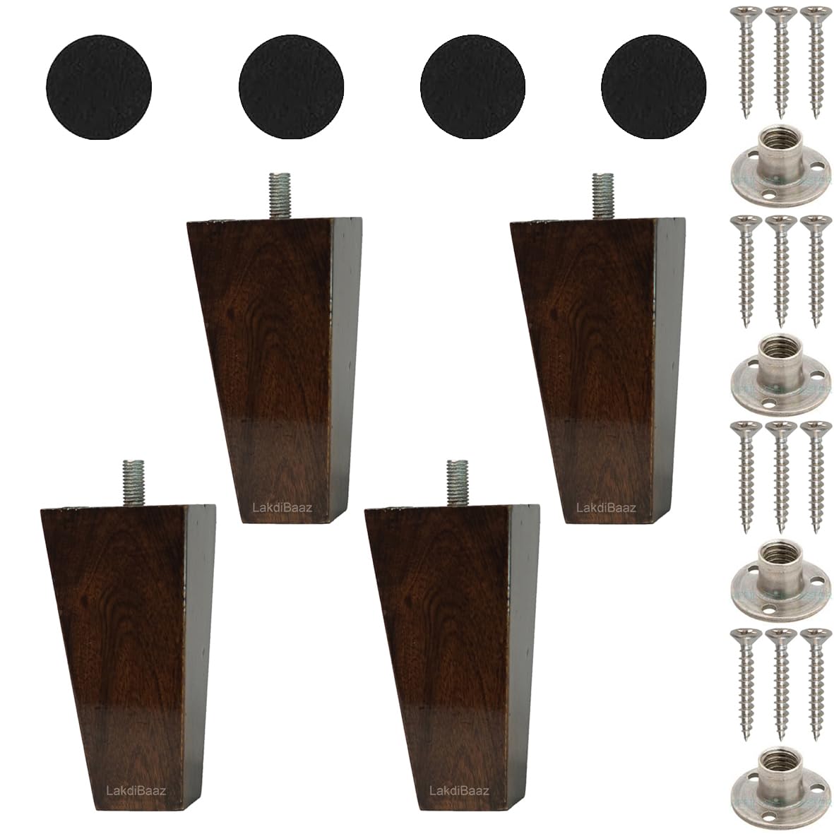 Lakdi Baaz | Wooden Square Sofa Leg and Furniture Leg Walnut 4 Inch-image-35