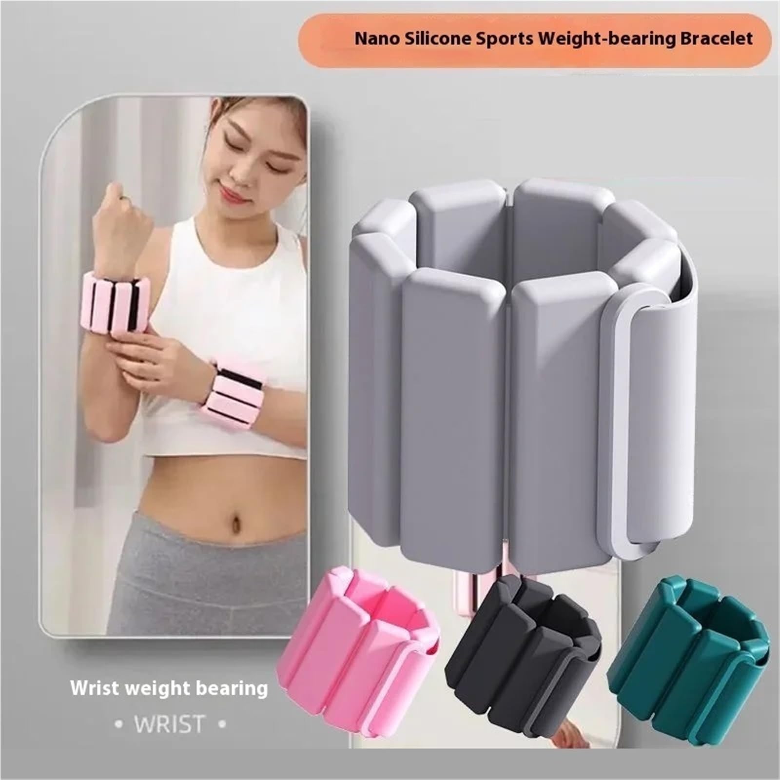 Muñequeras Con Peso Un par de pulseras deportivas con pesas, ajustables, de silicona, for muñecas y tobillos, for correr, entrenar y fitness.