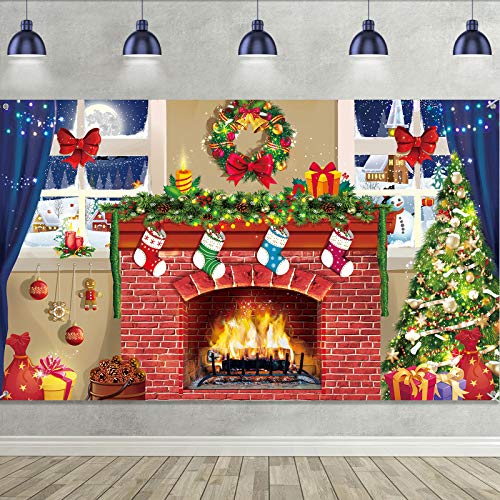 Sumind Christmas Fireplace Backdrop,Brick Wall Photo Background 6x4 ft