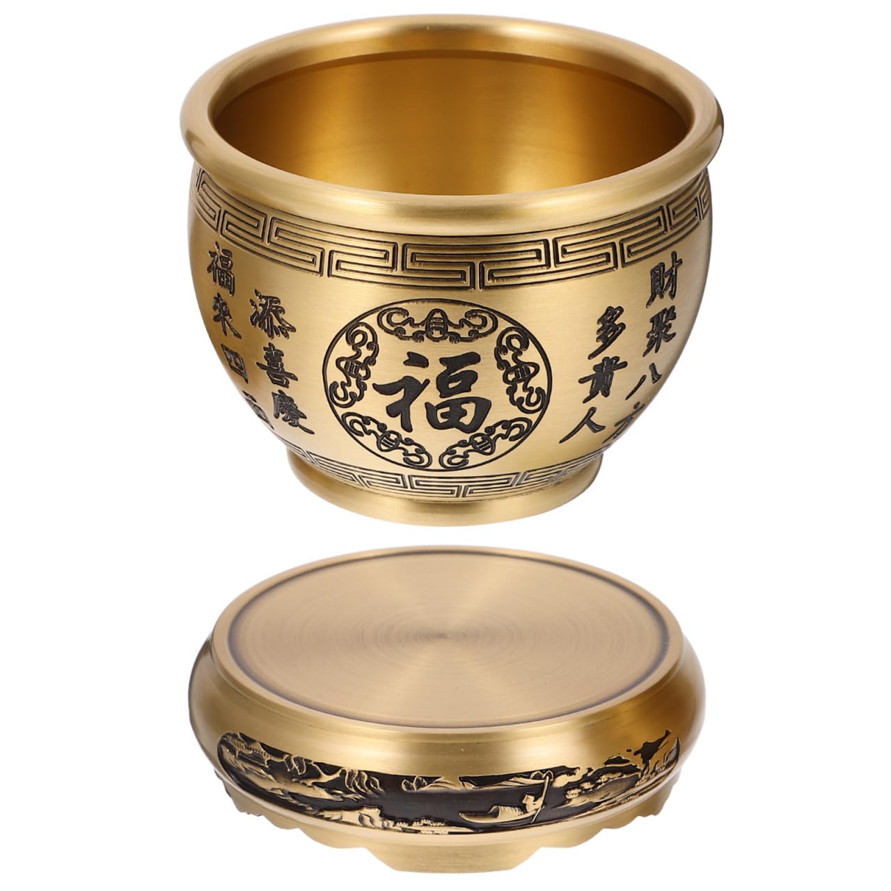 Bassin Trésor Feng Shui en laiton doré Housoutil 9,5 cm avec base décorative pour salon