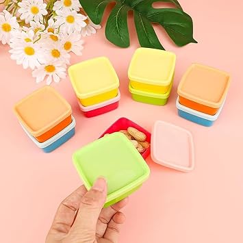 Small Food Containers with Lids,10 pcs Small Freezer Containers Mini Storage Boxes Stackable Snack Boxes Colourful Small Food Storage Containers for Store Fruit Sauce Condiments Snacks