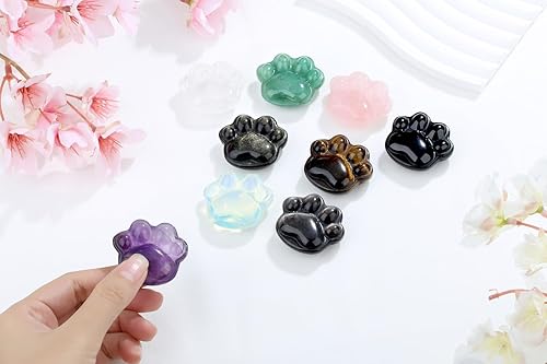 Miniatura 6 de YATOJUZI Piedras de cuarzo transparente para la ansiedad, cristales naturales y piedras curativas, piedra de preocupación de pata de gato, artículos