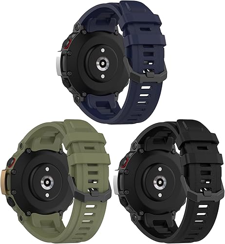 TenCloud Paquete de 3 correas T-Rex 2 para reloj, correa de silicona suave compatible con Amazfit T-Rex 2 Smart Watch para hombre