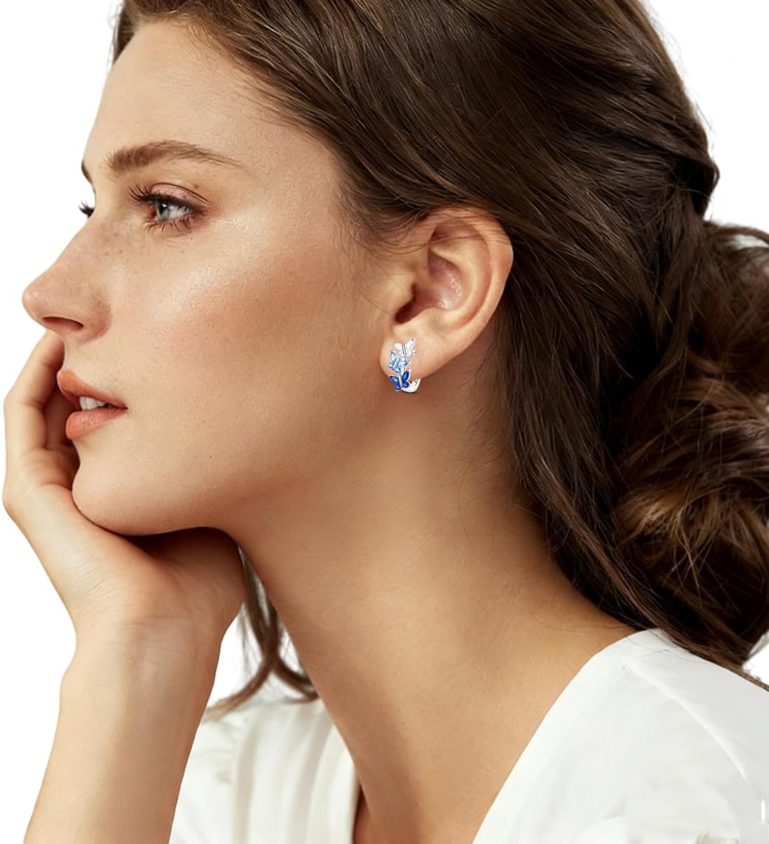 Parmuz 925 Sterling Silver Huggie Hoop Earrings Star Moon Butterfly Posts Thick Chunky Hoops for Women Small Tiny cuff Cubic Zirconia Snake Heart Earring