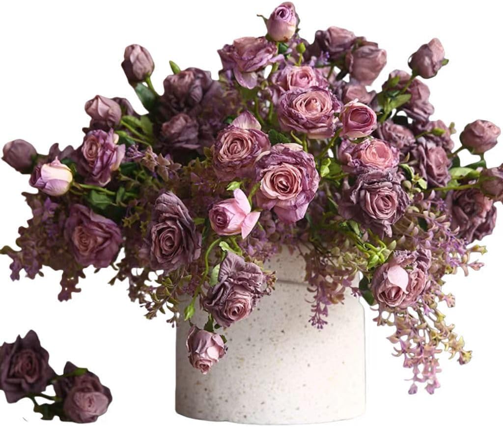 5PCS Artificial Silk Rose can be Used as Ornaments for Home, Nursing Home, Office, Farmhouse, Bathroom, Dining Table Center Decoration and Coffee Table Decoration. (Pink)