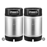 VEVOR Corny Keg, 2.5 Gallon Ball Lock Keg, SUS304 Cold Brew Kegs with Dual Rubber Handles & Heavy-Duty Rubber Bottom, Brewing Equipment for Home Brewing Party, 2 PCS