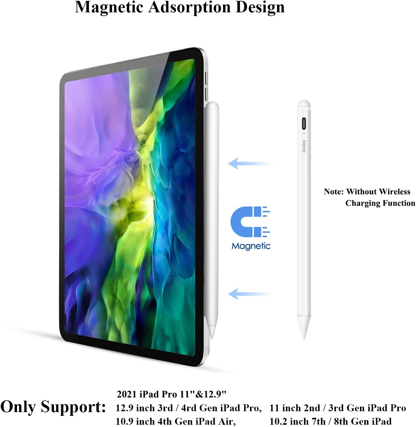Stylus Pen for Apple iPad Pencil: Touch Pencil with Palm Rejection for Precise Writing & Drawing - Compatible with Apple iPad Pro 11/12.9 Inch iPad 6th/7th | iPad mini 5th | iPad Air 3rd Gen