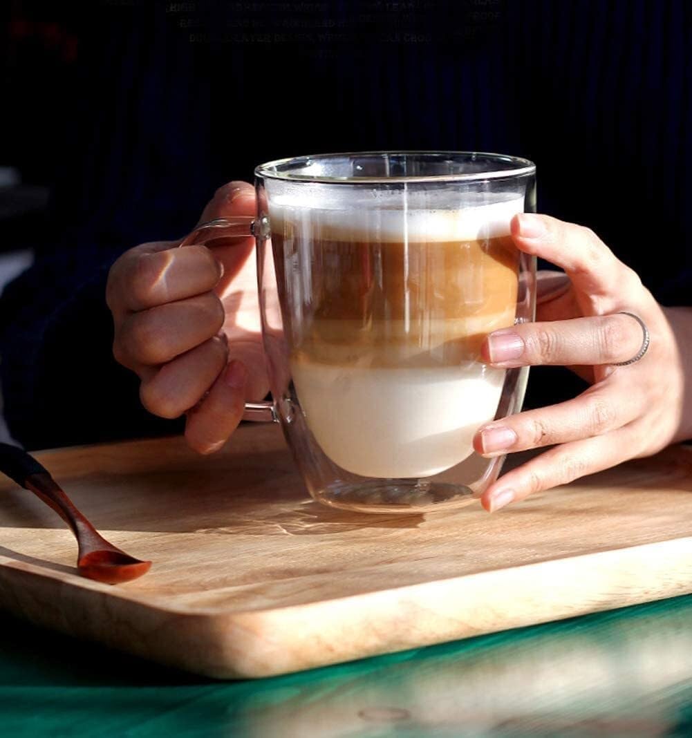 HEAGER Glass Mug Coffee Cup,12Oz latte Glasses Transparent Heat-Resistant Borosilicate Thermo Coffee Mug for Hot and Cold Drinks Iced Tea Latte Milk Beer Juice 350ml (Color : 250ml Clear Bear)