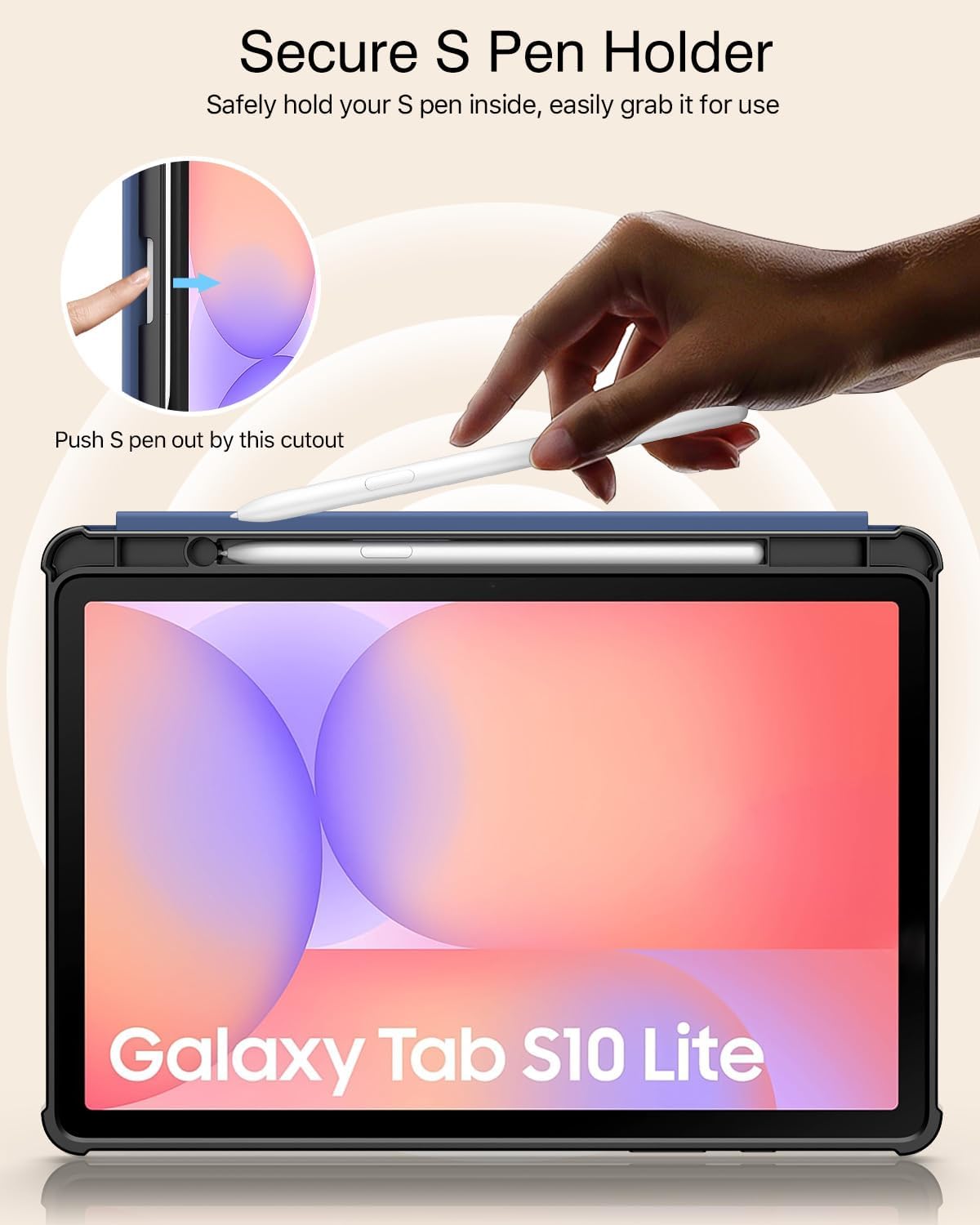TiMOVO Case for Samsung Galaxy Tab S10 Lite 10.9 Inch 2025 SM-X400/X406 with S Pen Holder, Slim Stand Soft TPU Back Protective Cover, Support Auto Wake/Sleep, Navy Blue