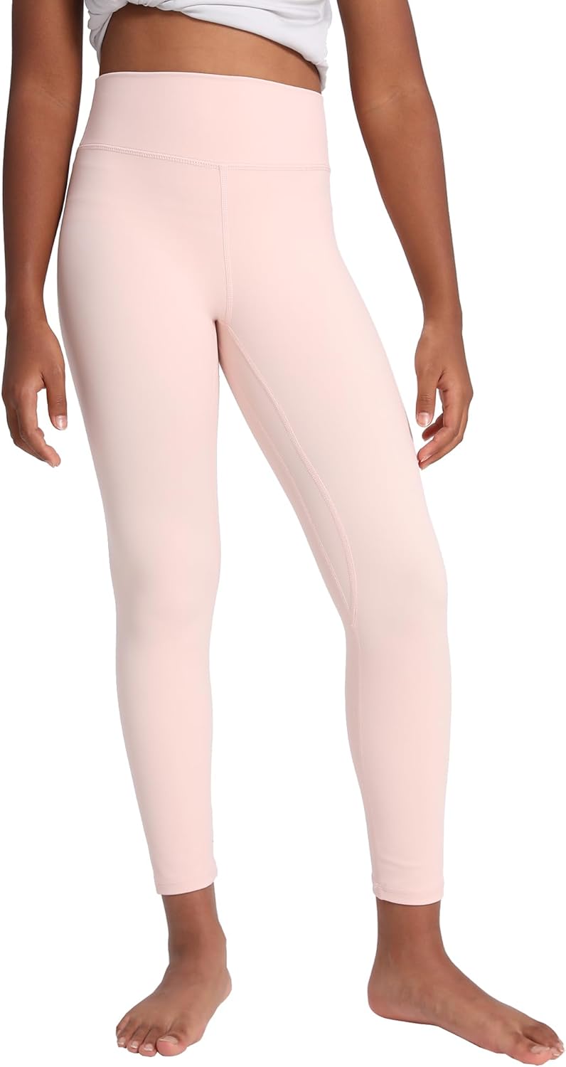 MCEDAR Girls Leggings Athletic Pants High Waisted Soft Yoga Pants Kids Workout Dance Tights Pants Rose Pink X-Large Slim