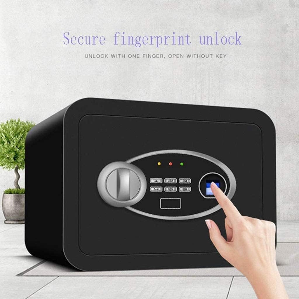 HQHYGM Safes S Wall Security Electronic Fingerprint Password Key Storage Cabinet with Partition Alarm System - Black -35X25X25Cm Safe