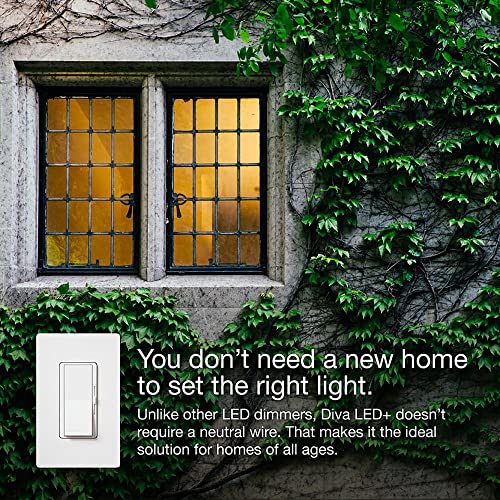 Image of Lutron Diva LED+ Dimmer Light Switch for Dimmable LED, 150 Watt, Single-Pole or 3-Way, DVCL-153P-WH, White